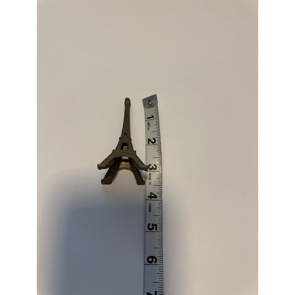 Eiffel Tower Souvenir Sculpture 3.5” Brass Color Metal Statue Paris France Decor